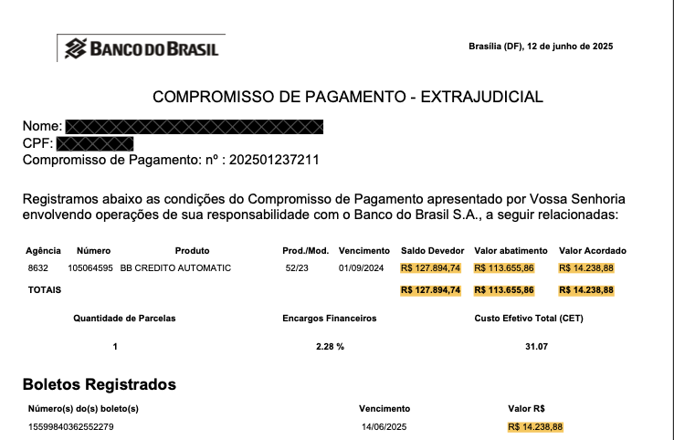 Redução de 88,87% em Dívida com Banco do Brasil
